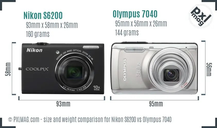 Nikon S6200 vs Olympus 7040 size comparison
