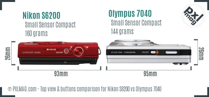 Nikon S6200 vs Olympus 7040 top view buttons comparison