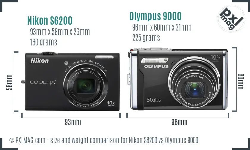 Nikon S6200 vs Olympus 9000 size comparison