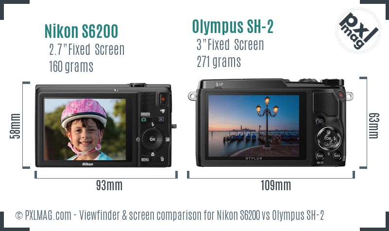 Nikon S6200 vs Olympus SH-2 Screen and Viewfinder comparison