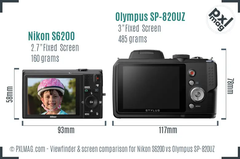 Nikon S6200 vs Olympus SP-820UZ Screen and Viewfinder comparison Nikon S6200 vs Olympus SP-820UZ Screen and Viewfinder comparison
