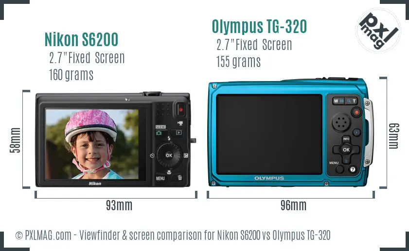 Nikon S6200 vs Olympus TG-320 Screen and Viewfinder comparison