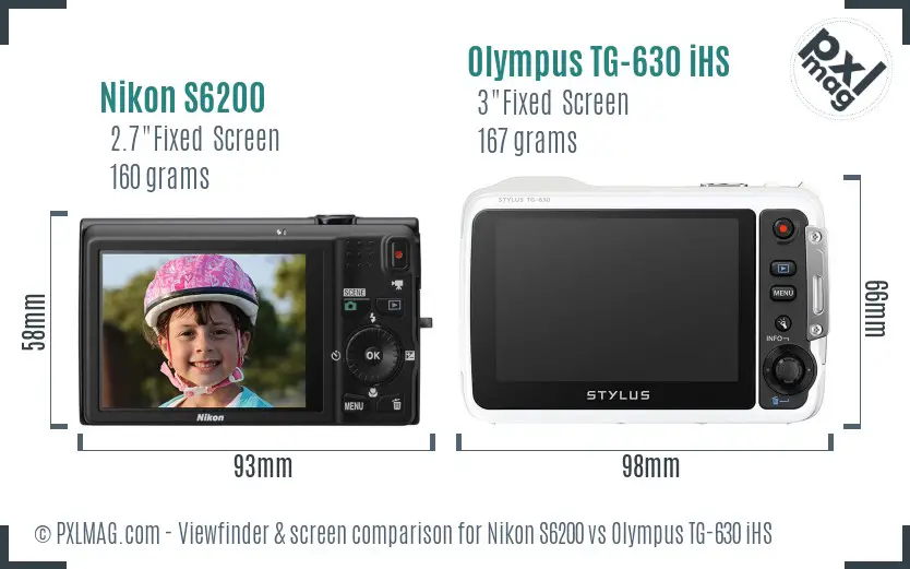 Nikon S6200 vs Olympus TG-630 iHS Screen and Viewfinder comparison