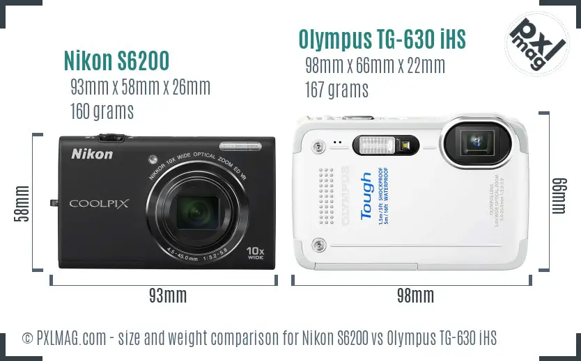 Nikon S6200 vs Olympus TG-630 iHS size comparison