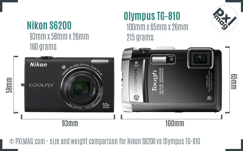 Nikon S6200 vs Olympus TG-810 size comparison