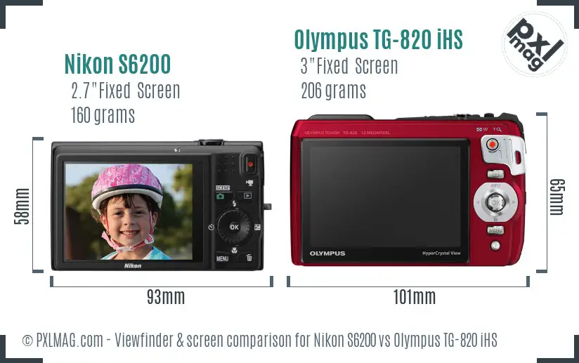 Nikon S6200 vs Olympus TG-820 iHS Screen and Viewfinder comparison