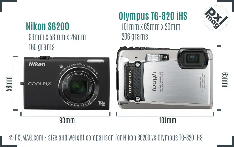 Nikon S6200 vs Olympus TG-820 iHS size comparison