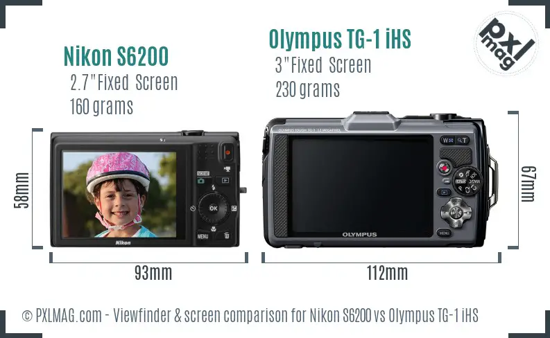 Nikon S6200 vs Olympus TG-1 iHS Screen and Viewfinder comparison