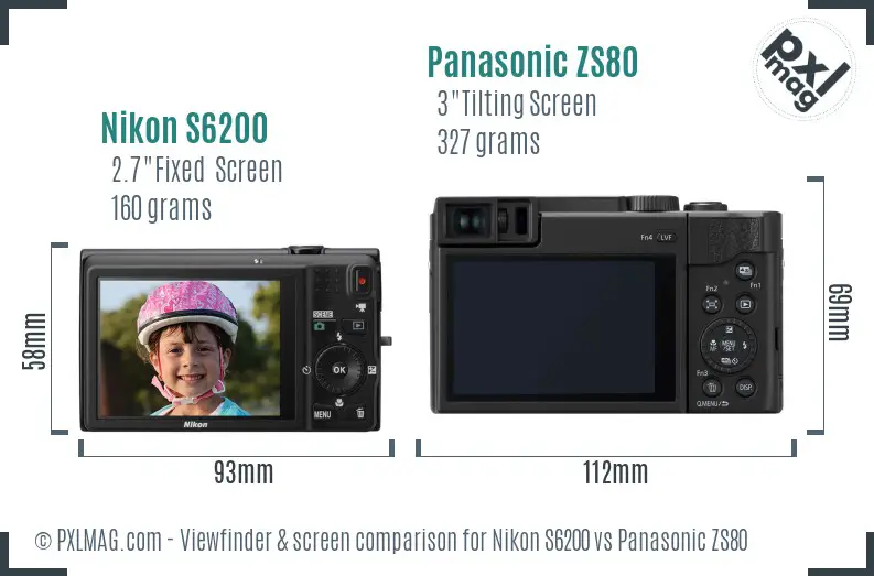 Nikon S6200 vs Panasonic ZS80 Screen and Viewfinder comparison Nikon S6200 vs Panasonic ZS80 Screen and Viewfinder comparison