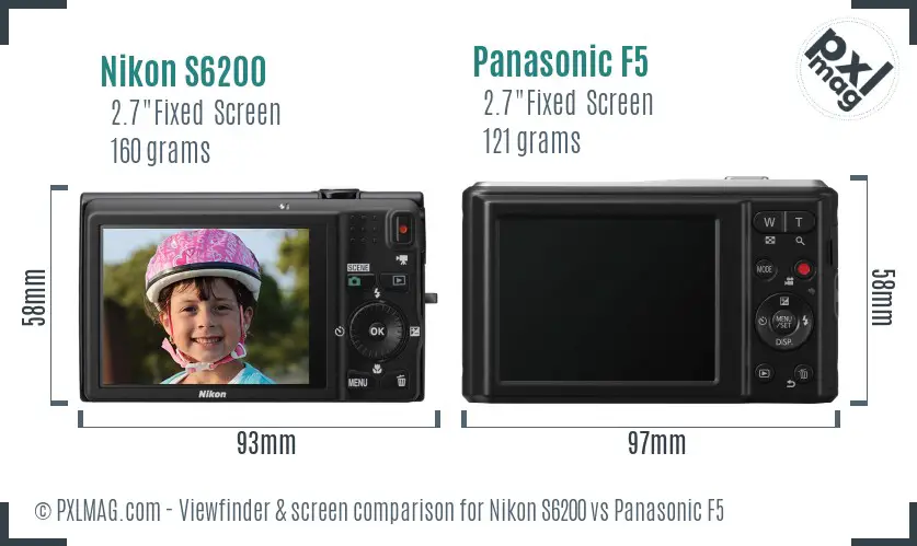 Nikon S6200 vs Panasonic F5 Screen and Viewfinder comparison Nikon S6200 vs Panasonic F5 Screen and Viewfinder comparison