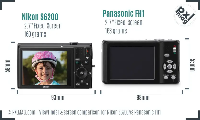 Nikon S6200 vs Panasonic FH1 Screen and Viewfinder comparison