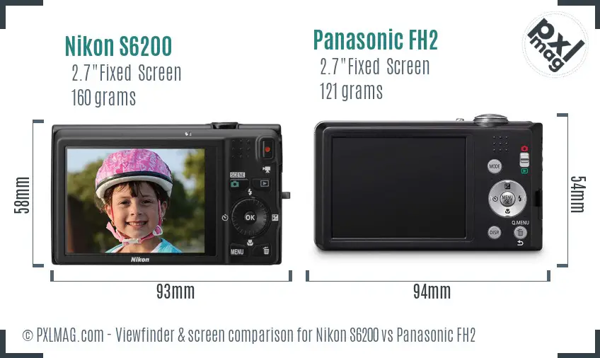 Nikon S6200 vs Panasonic FH2 Screen and Viewfinder comparison