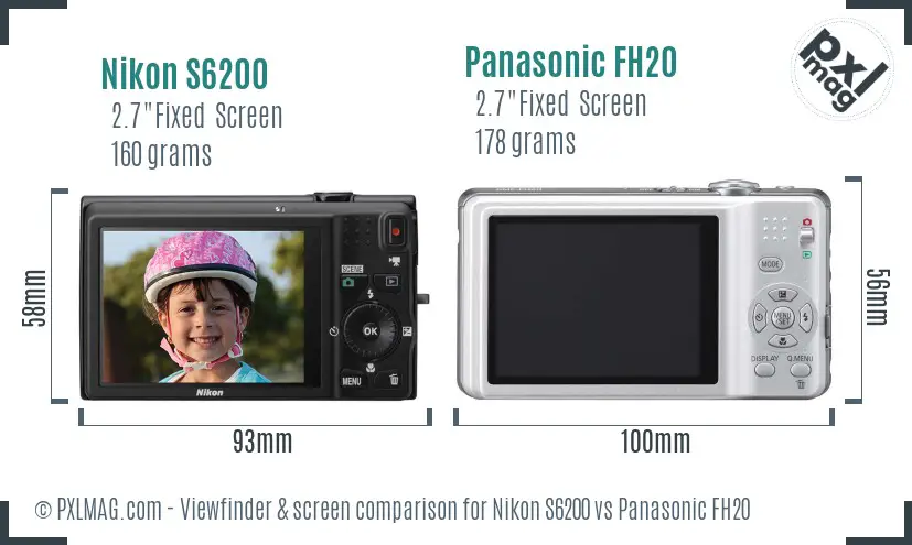 Nikon S6200 vs Panasonic FH20 Screen and Viewfinder comparison Nikon S6200 vs Panasonic FH20 Screen and Viewfinder comparison