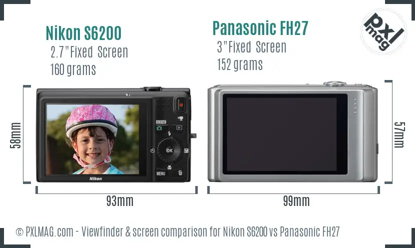 Nikon S6200 vs Panasonic FH27 Screen and Viewfinder comparison Nikon S6200 vs Panasonic FH27 Screen and Viewfinder comparison