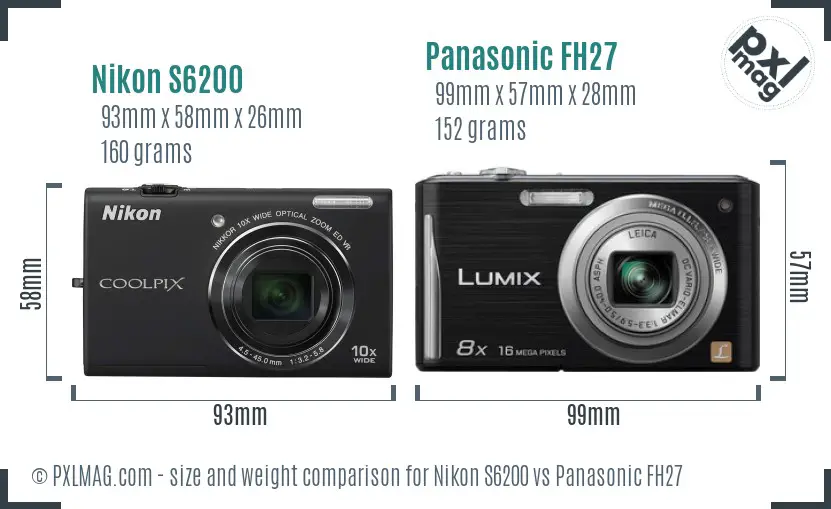 Nikon S6200 vs Panasonic FH27 size comparison Nikon S6200 vs Panasonic FH27 size comparison