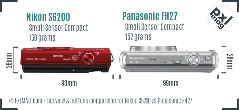 Nikon S6200 vs Panasonic FH27 top view buttons comparison Nikon S6200 vs Panasonic FH27 top view buttons comparison