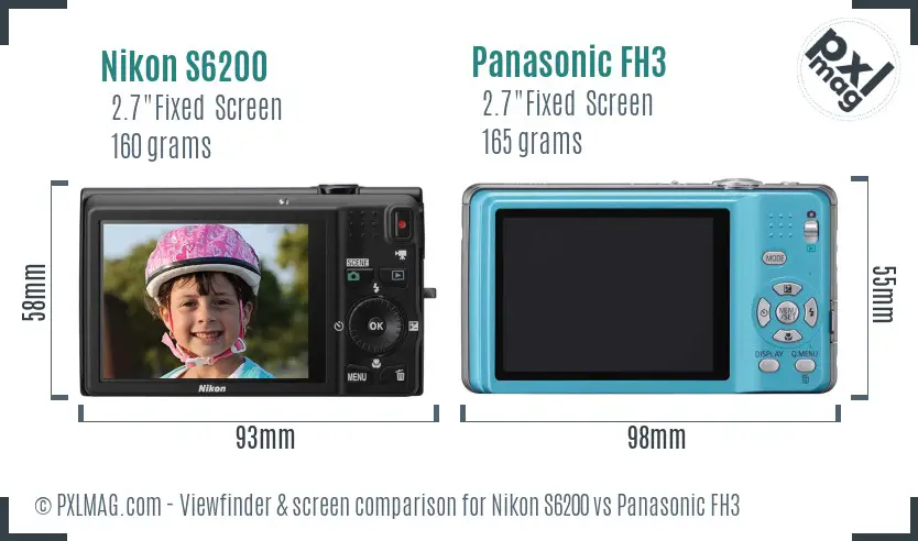 Nikon S6200 vs Panasonic FH3 Screen and Viewfinder comparison