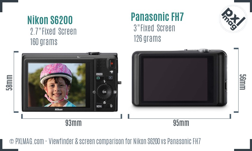 Nikon S6200 vs Panasonic FH7 Screen and Viewfinder comparison