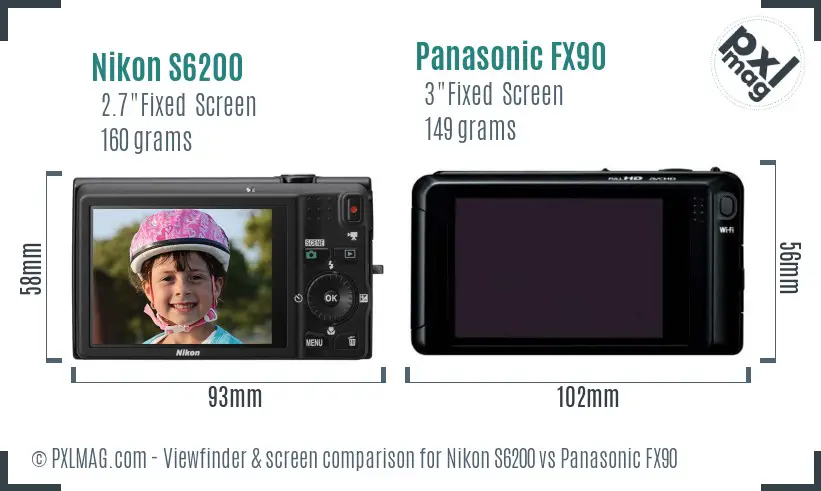 Nikon S6200 vs Panasonic FX90 Screen and Viewfinder comparison Nikon S6200 vs Panasonic FX90 Screen and Viewfinder comparison