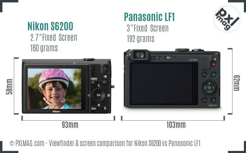 Nikon S6200 vs Panasonic LF1 Screen and Viewfinder comparison