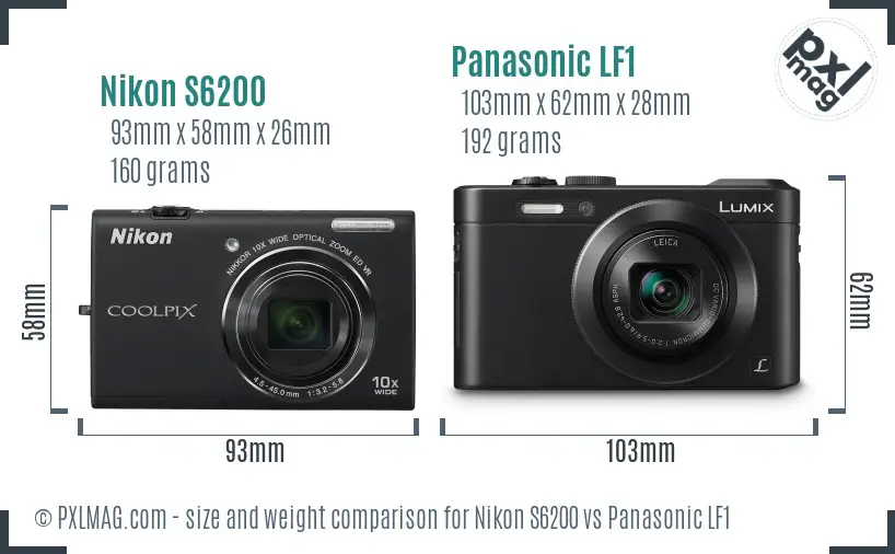 Nikon S6200 vs Panasonic LF1 size comparison