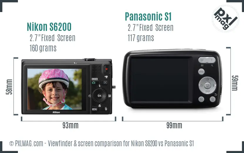 Nikon S6200 vs Panasonic S1 Screen and Viewfinder comparison Nikon S6200 vs Panasonic S1 Screen and Viewfinder comparison