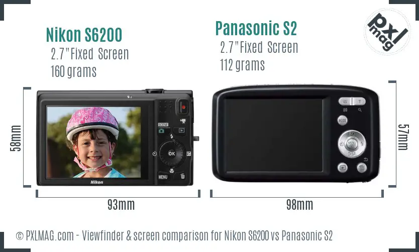 Nikon S6200 vs Panasonic S2 Screen and Viewfinder comparison Nikon S6200 vs Panasonic S2 Screen and Viewfinder comparison