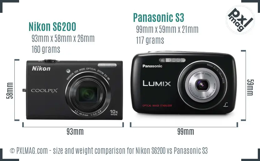 Nikon S6200 vs Panasonic S3 size comparison Nikon S6200 vs Panasonic S3 size comparison