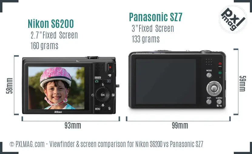 Nikon S6200 vs Panasonic SZ7 Screen and Viewfinder comparison