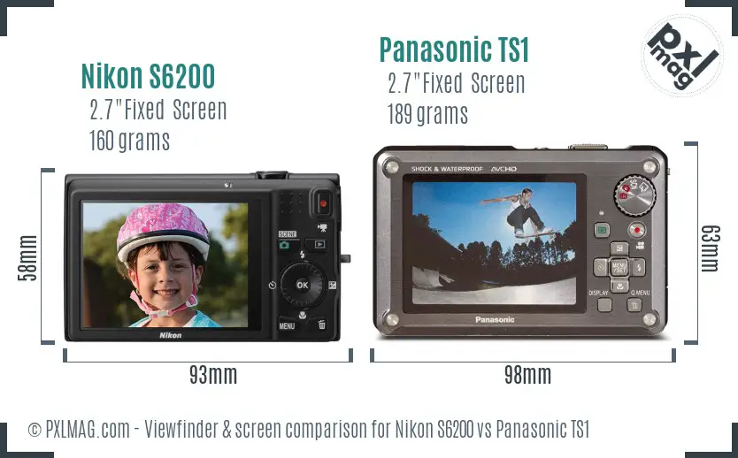 Nikon S6200 vs Panasonic TS1 Screen and Viewfinder comparison