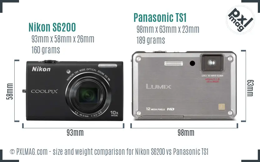 Nikon S6200 vs Panasonic TS1 size comparison