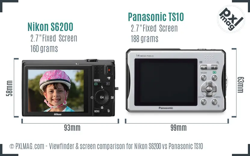 Nikon S6200 vs Panasonic TS10 Screen and Viewfinder comparison