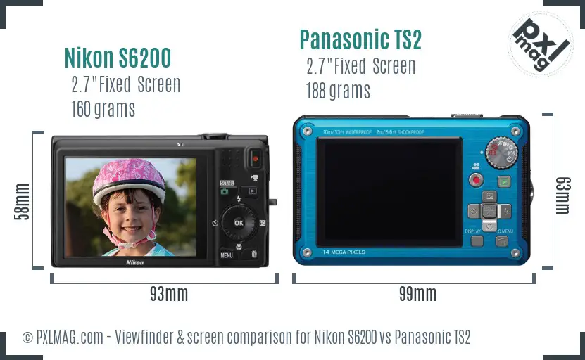 Nikon S6200 vs Panasonic TS2 Screen and Viewfinder comparison