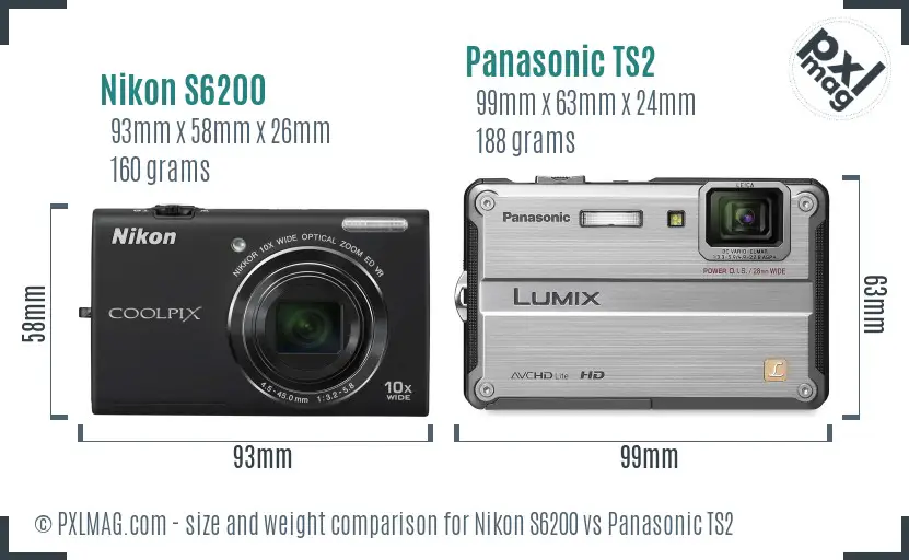 Nikon S6200 vs Panasonic TS2 size comparison