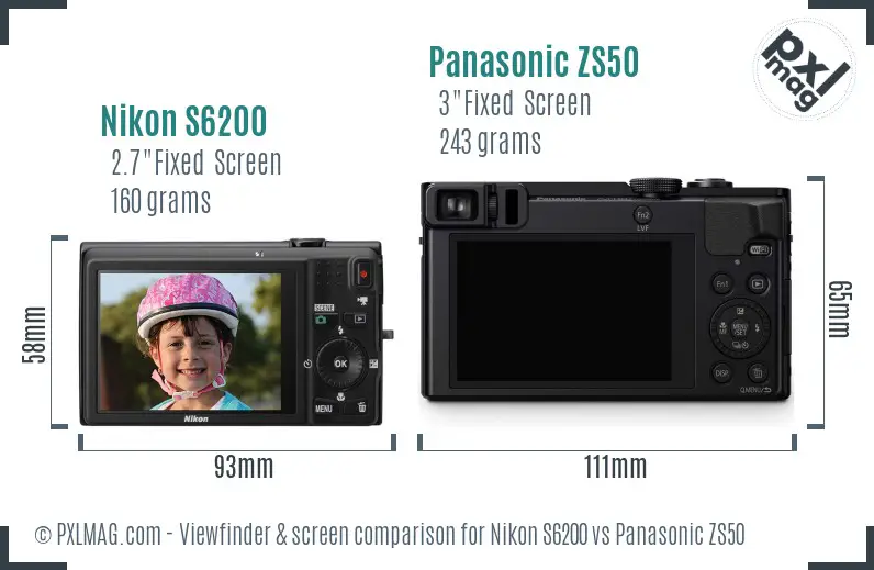 Nikon S6200 vs Panasonic ZS50 Screen and Viewfinder comparison Nikon S6200 vs Panasonic ZS50 Screen and Viewfinder comparison