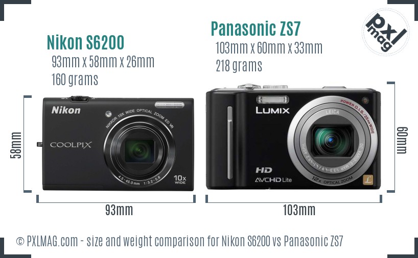 Nikon S6200 vs Panasonic ZS7 size comparison Nikon S6200 vs Panasonic ZS7 size comparison