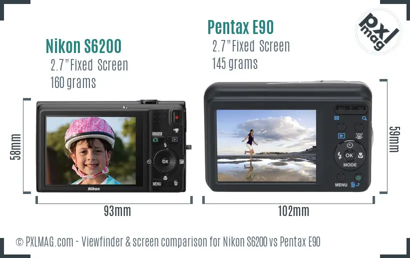 Nikon S6200 vs Pentax E90 Screen and Viewfinder comparison Nikon S6200 vs Pentax E90 Screen and Viewfinder comparison