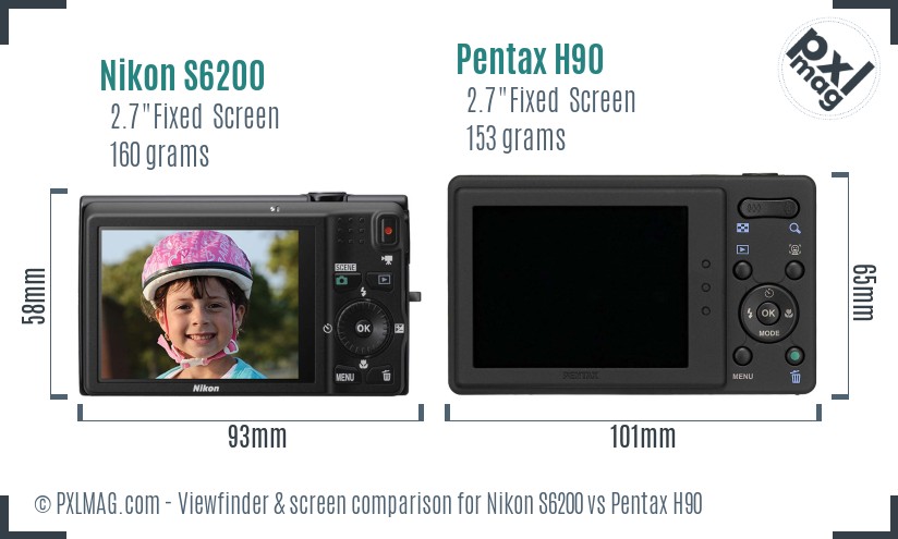 Nikon S6200 vs Pentax H90 Screen and Viewfinder comparison