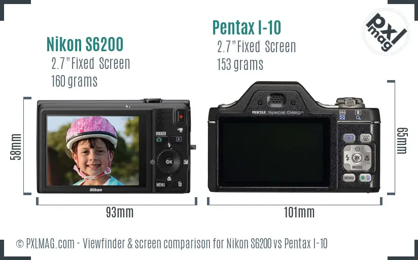 Nikon S6200 vs Pentax I-10 Screen and Viewfinder comparison