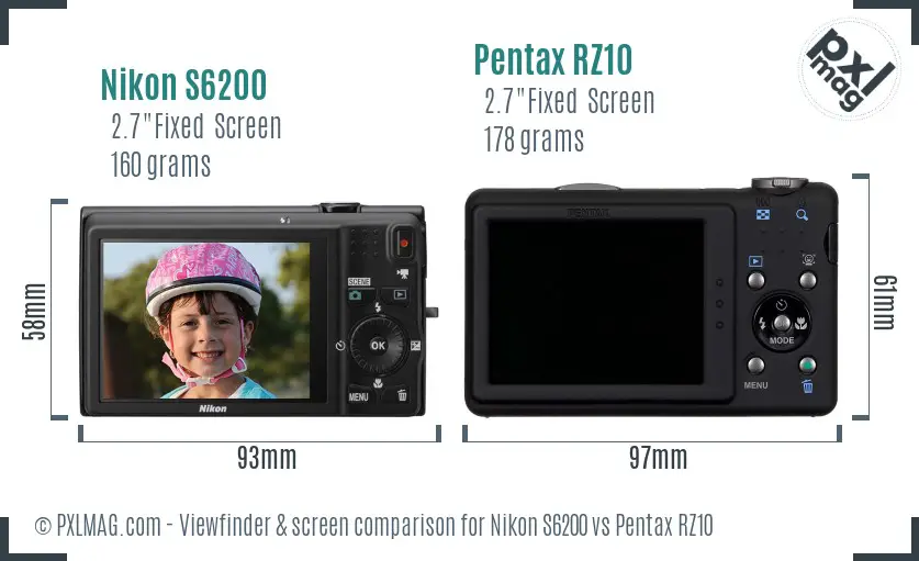 Nikon S6200 vs Pentax RZ10 Screen and Viewfinder comparison Nikon S6200 vs Pentax RZ10 Screen and Viewfinder comparison