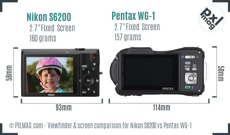 Nikon S6200 vs Pentax WG-1 Screen and Viewfinder comparison