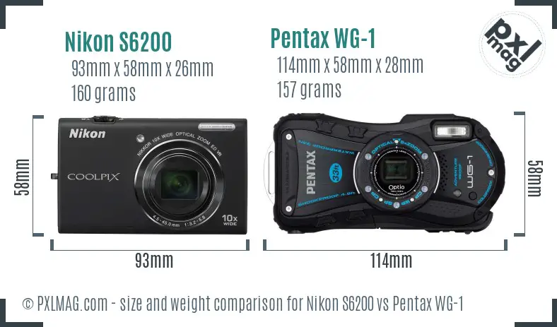 Nikon S6200 vs Pentax WG-1 size comparison Nikon S6200 vs Pentax WG-1 size comparison