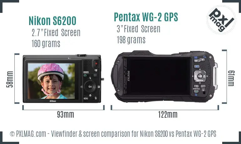 Nikon S6200 vs Pentax WG-2 GPS Screen and Viewfinder comparison