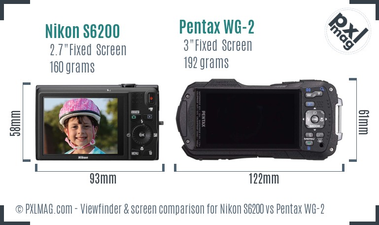 Nikon S6200 vs Pentax WG-2 Screen and Viewfinder comparison