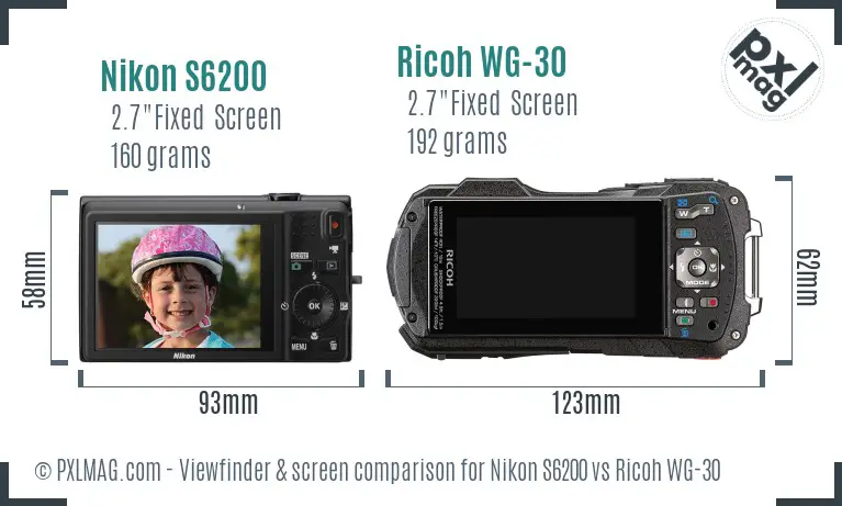 Nikon S6200 vs Ricoh WG-30 Screen and Viewfinder comparison Nikon S6200 vs Ricoh WG-30 Screen and Viewfinder comparison