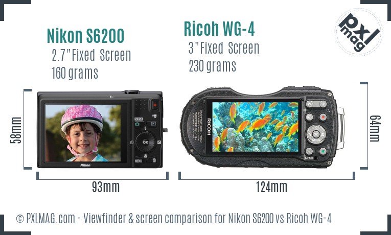Nikon S6200 vs Ricoh WG-4 Screen and Viewfinder comparison