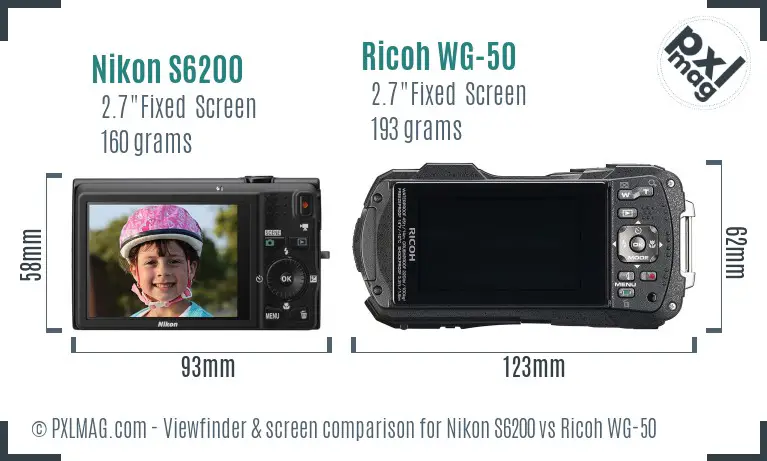 Nikon S6200 vs Ricoh WG-50 Screen and Viewfinder comparison