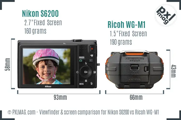 Nikon S6200 vs Ricoh WG-M1 Screen and Viewfinder comparison