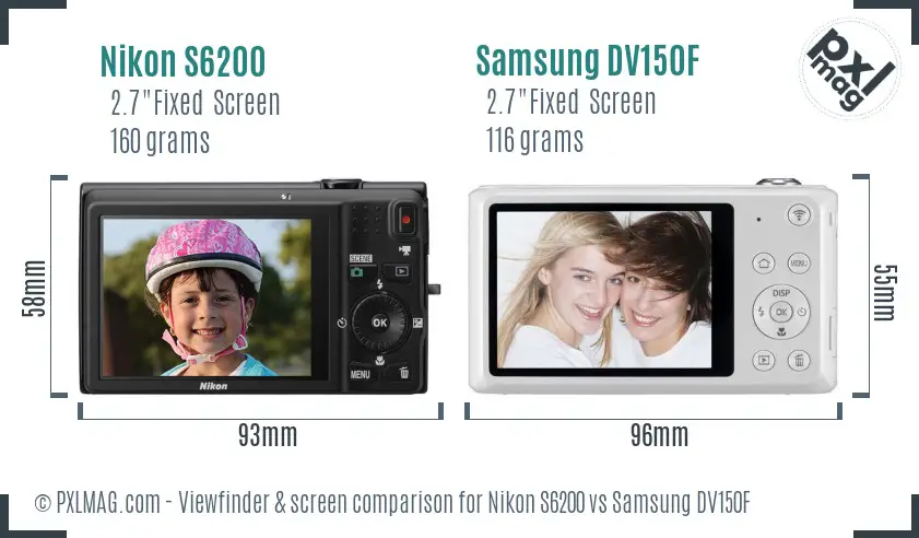 Nikon S6200 vs Samsung DV150F Screen and Viewfinder comparison Nikon S6200 vs Samsung DV150F Screen and Viewfinder comparison
