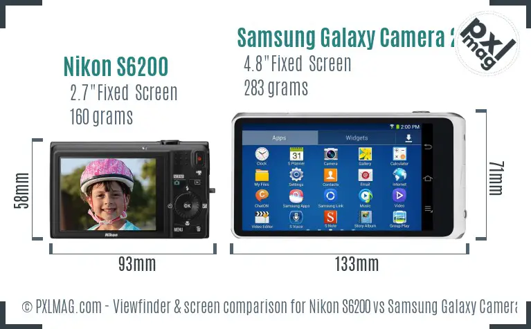 Nikon S6200 vs Samsung Galaxy Camera 2 Screen and Viewfinder comparison